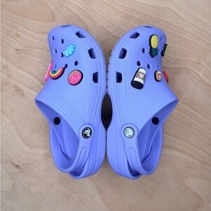 CROCS Kids Lavender Slippers with Playful Charms Size 4